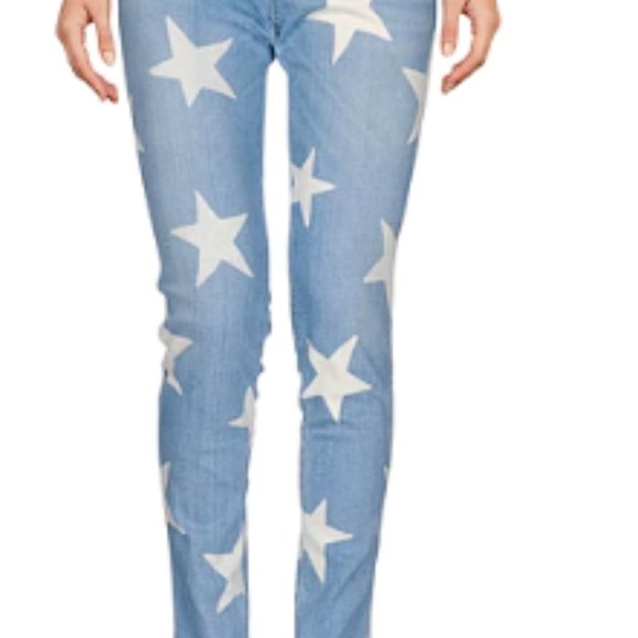 Stella McCartney Blue and Cream Star Print Denim Boyfriend Jeans - Picture 3 of 11